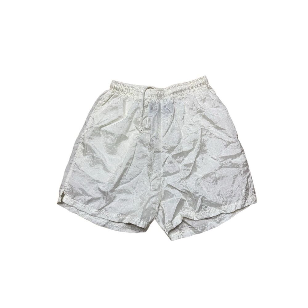 80s Vintage White Nylon High Waisted USA Olympics Athletic Shorts Small
